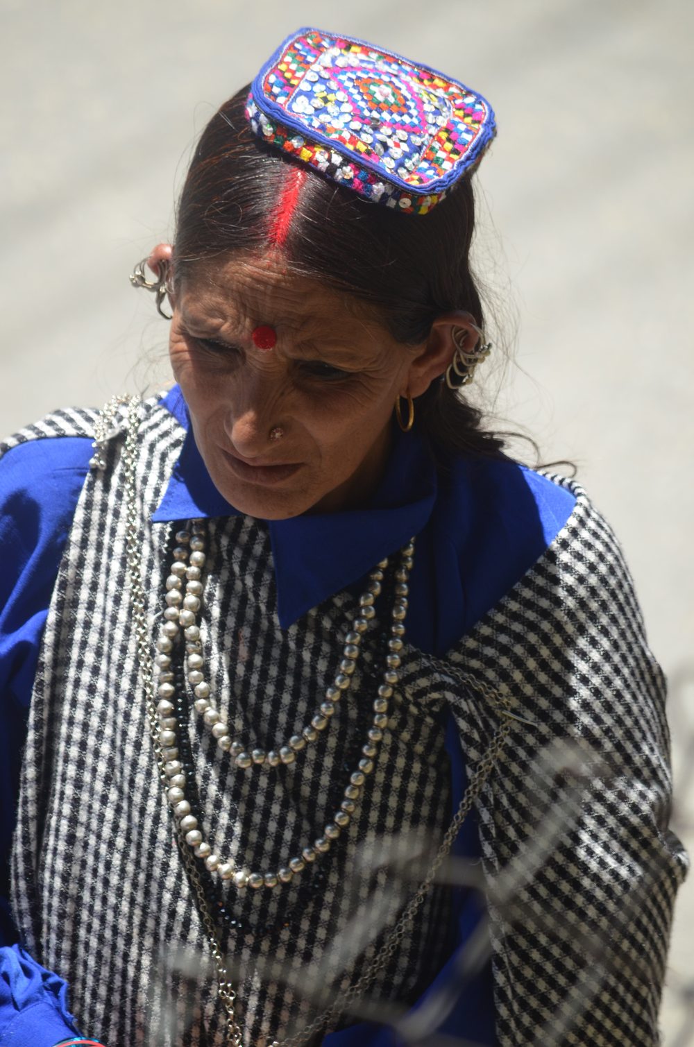 Woman in traditional Pangwali headdress